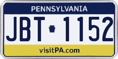 PA license plate JBT1152