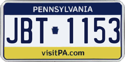 PA license plate JBT1153