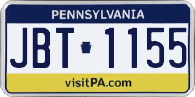 PA license plate JBT1155