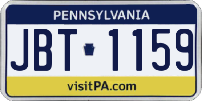 PA license plate JBT1159