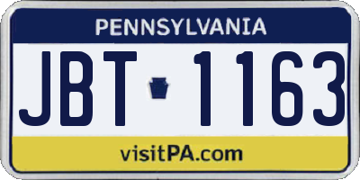 PA license plate JBT1163