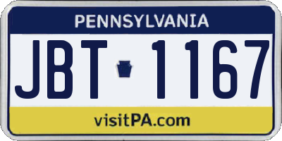 PA license plate JBT1167