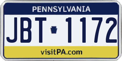 PA license plate JBT1172