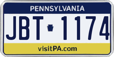 PA license plate JBT1174
