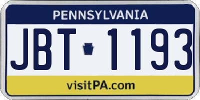 PA license plate JBT1193