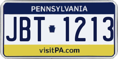 PA license plate JBT1213