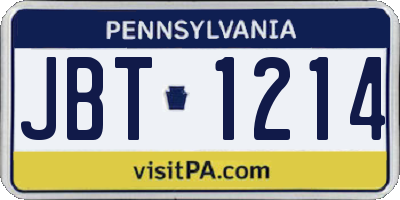 PA license plate JBT1214