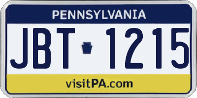 PA license plate JBT1215