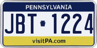 PA license plate JBT1224