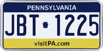 PA license plate JBT1225