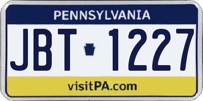PA license plate JBT1227