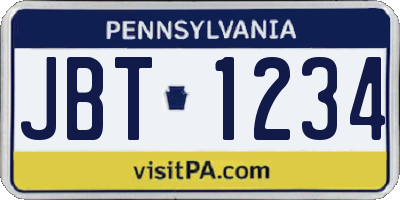 PA license plate JBT1234