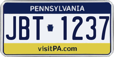 PA license plate JBT1237