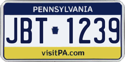 PA license plate JBT1239