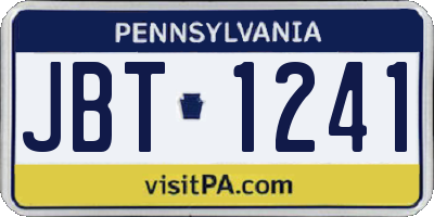 PA license plate JBT1241