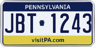 PA license plate JBT1243