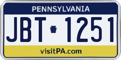 PA license plate JBT1251