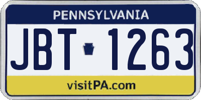 PA license plate JBT1263