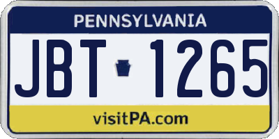 PA license plate JBT1265