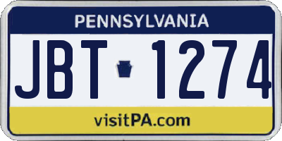 PA license plate JBT1274
