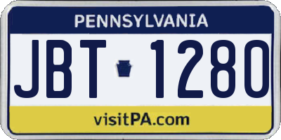 PA license plate JBT1280