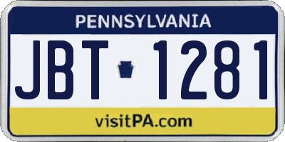 PA license plate JBT1281