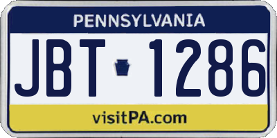 PA license plate JBT1286