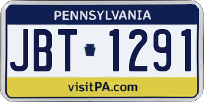 PA license plate JBT1291