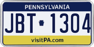 PA license plate JBT1304