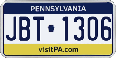 PA license plate JBT1306