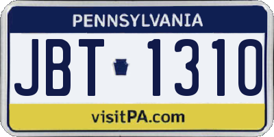 PA license plate JBT1310