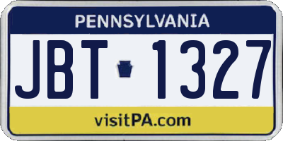 PA license plate JBT1327
