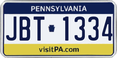 PA license plate JBT1334