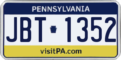 PA license plate JBT1352