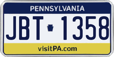PA license plate JBT1358