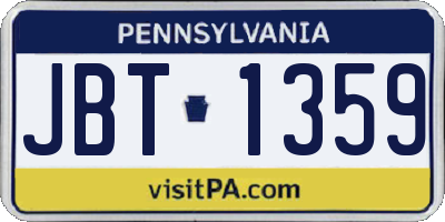 PA license plate JBT1359