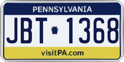 PA license plate JBT1368