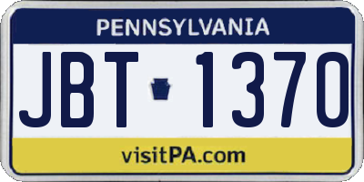 PA license plate JBT1370