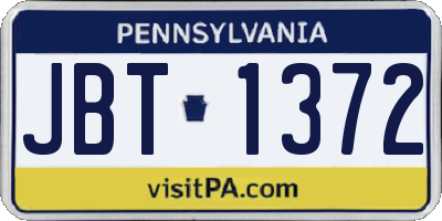PA license plate JBT1372