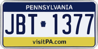 PA license plate JBT1377