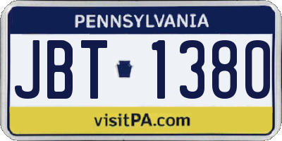 PA license plate JBT1380