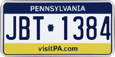 PA license plate JBT1384