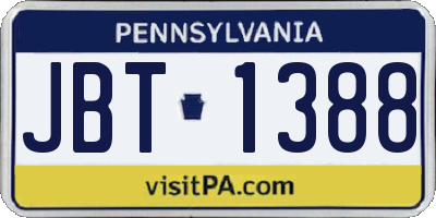 PA license plate JBT1388