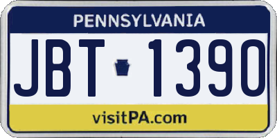 PA license plate JBT1390