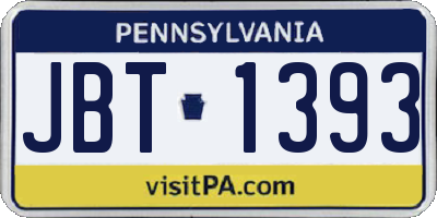 PA license plate JBT1393