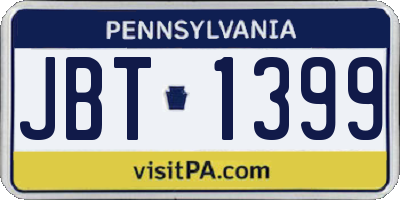PA license plate JBT1399