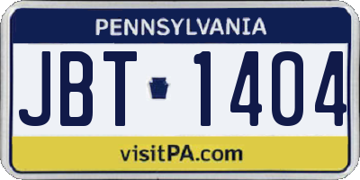 PA license plate JBT1404