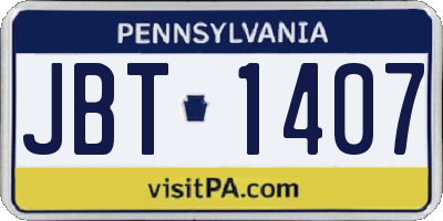 PA license plate JBT1407