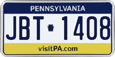 PA license plate JBT1408