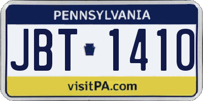 PA license plate JBT1410
